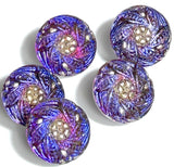 Re-Stocked Rainbow Purples/Magentas/Cobalts Six-Leaf Flower Czech Glass Button 19mm / 3/4"  # CZ-278