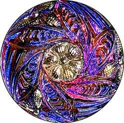 Re-Stocked Rainbow Purples/Magentas/Cobalts Six-Leaf Flower Czech Glass Button 19mm / 3/4"  # CZ-278