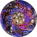 Re-Stocked Rainbow Purples/Magentas/Cobalts Six-Leaf Flower Czech Glass Button 19mm / 3/4"  # CZ-278