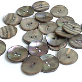Selkie Moonshine Charcoal Rainbow Abalone 2-Hole 5/8" 15mm Button, Pack of 14  #KB-948