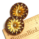 Re-Stocked, Golden Sunflower Large Czech Glass Button 1-1/4"  31mm #CZ-129