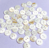 White 9/16" Two-Hole River Shell Buttons, 14mm, Pack of 80  # LP-67-80
