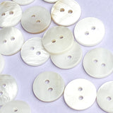 White 9/16" Two-Hole River Shell Buttons, 14mm, Pack of 80  # LP-67-80