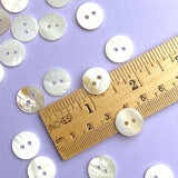White 9/16" Two-Hole River Shell Buttons, 14mm, Pack of 80  # LP-67-80