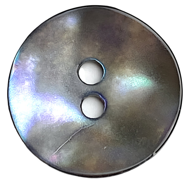 Re-Stocked, Selkie Moonshine Charcoal Iridescent Rainbow Abalone 2-Hole 5/8" 15mm Button, Pack of 14  #KB-948