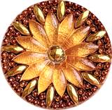 Re-Stocked, Golden Sunflower Large Czech Glass Button 1-1/4"  31mm #CZ-129