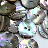 Selkie Moonshine Charcoal Rainbow Abalone 2-Hole 5/8" 15mm Button, Pack of 14  #KB-948