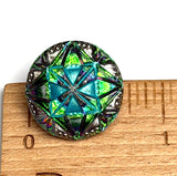 Re-Stocked, Turquoise Quilt-Block Gem Czech Glass Button 18mm / 11/16"  # CZ 212-1