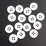 White Shell 4-Hole 7/16"- 1/2" Small Rimmed 11mm Button, Pack of 40/45  # LP-74