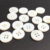White Shell 4-Hole 7/16"- 1/2" Small Rimmed 11mm Button, Pack of 40/45  # LP-74