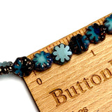 Green/Blue Daisy Beads, Czech Glass 9mm / 3/8" Strand of 25 BEADS #CZ-105