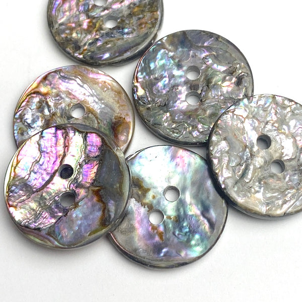 Re-Stocked, Glitter Texture Rainbow Abalone 13/16" Two-Hole Stoney Reverse Button 20mm, Pack of 12,  #KB-905