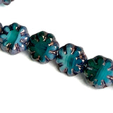 Green/Blue Daisy Beads, Czech Glass 9mm / 3/8" Strand of 25 BEADS #CZ-105