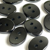 Re-Stocked, Small Black Hematite 9/16" Oval Buttons, Gemstone 14mm Sleek Grays-Blacks   # LP-69