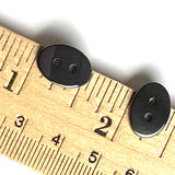Re-Stocked, Small Black Hematite 9/16" Oval Buttons, Gemstone 14mm Sleek Grays-Blacks   # LP-69