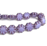Purple Daisy Beads, Czech Glass 9mm / 3/8" Strand of 25 BEADS #CZ-547