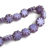 Purple Daisy Beads, Czech Glass 9mm / 3/8" Strand of 25 BEADS #CZ-547