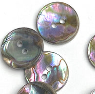 Re-Stocked Classic Rainbow-Kissed Abalone Neutrals, 13/16" Two-Hole Button 20mm, Pack of 12 #KB-951