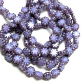 Purple Daisy Beads, Czech Glass 9mm / 3/8" Strand of 25 BEADS #CZ-547