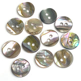 Classic Rainbow-Kissed Abalone Neutrals, MOP 11mm / 7/16" Two-Hole Buttons, Pack of 12, #KB-939