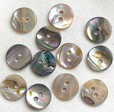 Classic Rainbow-Kissed Abalone Neutrals, MOP 11mm / 7/16" Two-Hole Buttons, Pack of 12, #KB-939