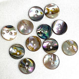 Classic Rainbow-Kissed Abalone Neutrals, MOP 11mm / 7/16" Two-Hole Buttons, Pack of 12, #KB-939