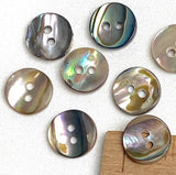 Classic Rainbow-Kissed Abalone Neutrals, MOP 11mm / 7/16" Two-Hole Buttons, Pack of 12, #KB-939