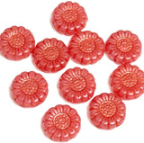 Coral Sunflower Beads, Czech Glass 13mm / 1/2" - Pack of TEN BEADS #CZ-2218