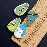 Four Pottery 1" Buttons/Toggles, One of A Kind Greens/Blues/Black/White USA # MV-24