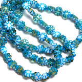 Turquoise/Gold Czech Glass Daisy Beads, 9mm / 3/8" Strand of 25 BEADS #CZ-610