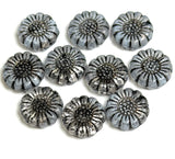 Gray/Black Sunflower Beads, Czech Glass 13mm / 1/2" - Pack of TEN BEADS #CZ-2233