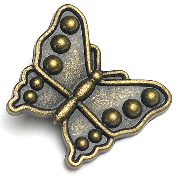 Running Low, Brass Butterfly 1" / 25mm Metal Shank Back Buttons from Blumenthal Germany,  # FJ-74