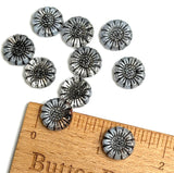 Gray/Black Sunflower Beads, Czech Glass 13mm / 1/2" - Pack of TEN BEADS #CZ-2233
