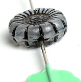 Gray/Black Sunflower Beads, Czech Glass 13mm / 1/2" - Pack of TEN BEADS #CZ-2233