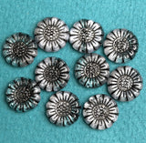 Gray/Black Sunflower Beads, Czech Glass 13mm / 1/2" - Pack of TEN BEADS #CZ-2233