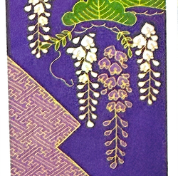 Wisteria and Pine, Cotton Tenugui Towel from Japan, 100% Cotton 13" x 34"