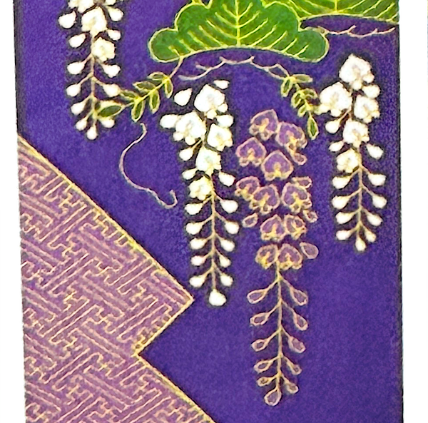 Wisteria and Pine, Cotton Tenugui Towel from Japan, 100% Cotton 13" x 34"