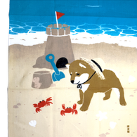 Shibu Inu and Crabs, Dog with Summer Friends Cotton Tenugui Towel from Japan, 100% Cotton 13" x 34"