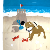 Shibu Inu and Crabs, Dog with Summer Friends Cotton Tenugui Towel from Japan, 100% Cotton 13" x 34"