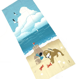Shibu Inu and Crabs, Dog with Summer Friends Cotton Tenugui Towel from Japan, 100% Cotton 13" x 34"