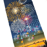 Looking Up, Magnificent Fireworks, Cotton Tenugui Towel from Japan, 100% Cotton 13" x 34"