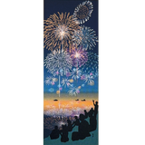 Looking Up, Magnificent Fireworks, Cotton Tenugui Towel from Japan, 100% Cotton 13" x 34"