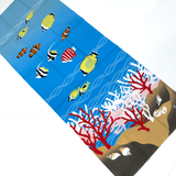 Dreaming of Swimming Fish, Cotton Tenugui Towel from Japan, 100% Cotton 13" x 34"