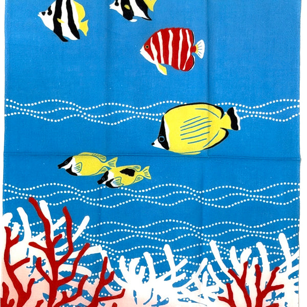 Dreaming of Swimming Fish, Cotton Tenugui Towel from Japan, 100% Cotton 13" x 34"