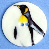Penguin 'A' Button, Large Handmade Porcelain 1-1/2" Emperor Penguin