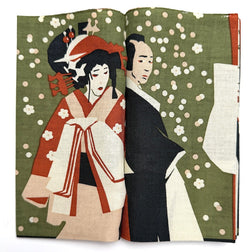 Tenugui "BOOK" with Kabuki, "Story of Japan" Cotton Fabric Picture Towel from Japan