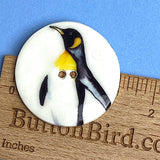 Penguin 'A' Button, Large Handmade Porcelain 1-1/2" Emperor Penguin