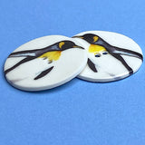 Penguin 'B', Large Handmade Porcelain Button 1-1/2" Emperor Penguin