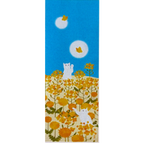 Playing With Spring, Cats in Flowers Cotton Tenugui Towel from Japan, 100% Cotton 13" x 34"