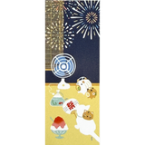 Cool Summer Fireworks Fun Cotton Tenugui Towel from Japan, 100% Cotton 13" x 34"